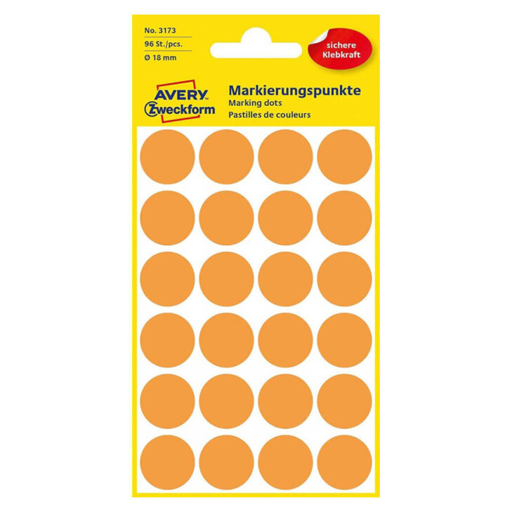 Etikete zweckform okrogle fi-18mm - oranžna neon