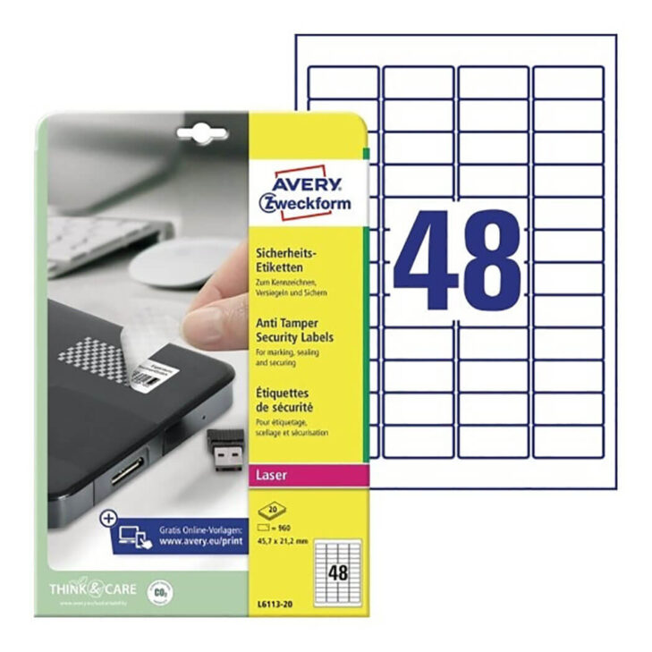 Etikete zweckform zaščitne anti tamper l6113-20 45,7x21,2cm