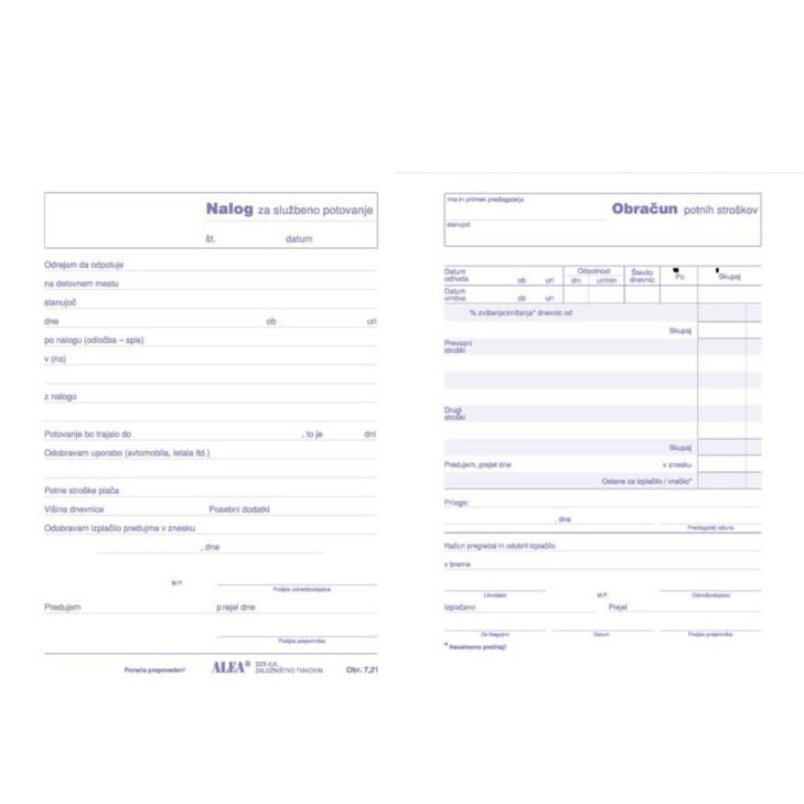 Obrazec 7,21 nalog za sl. pot in obr.