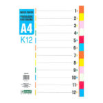 Pregradni karton a4 12-delni levia kartonski 009399