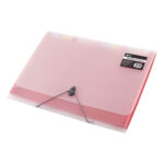 Mapa s prozornimi vložki 1/12 a4 prozorna platnica levia - rdeča