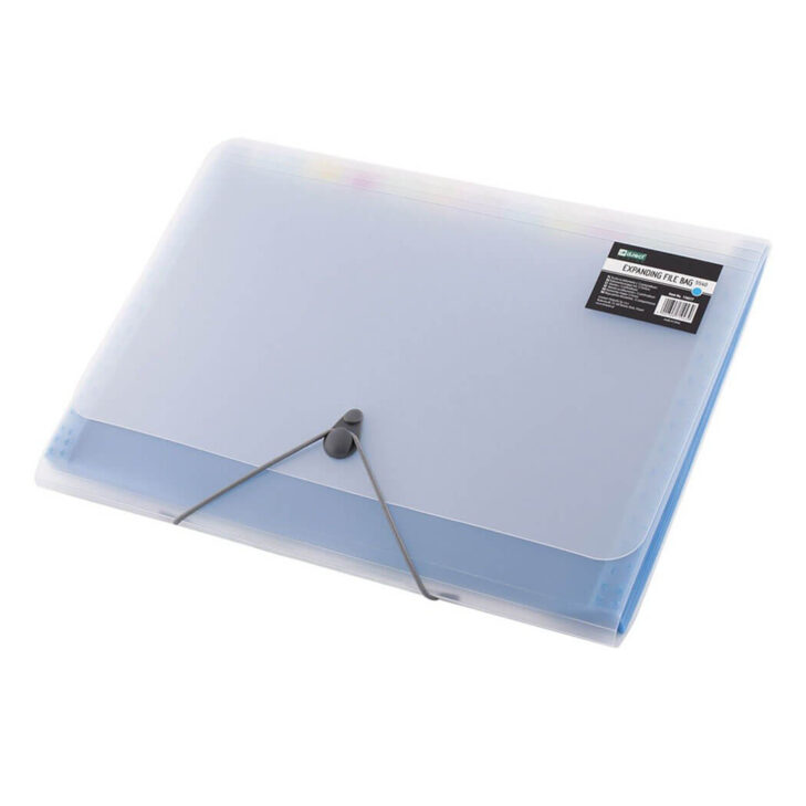 Mapa s prozornimi vložki 1/12 a4 prozorna platnica levia - modra